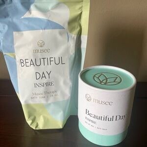 MUSEE Beautiful Day Bath Salt Soak and Bath Balm set NWT